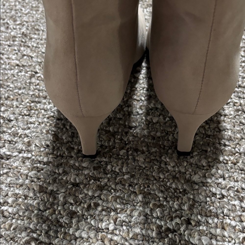 Chic Beige Women's Heeled Boots - Picture 3 of 6